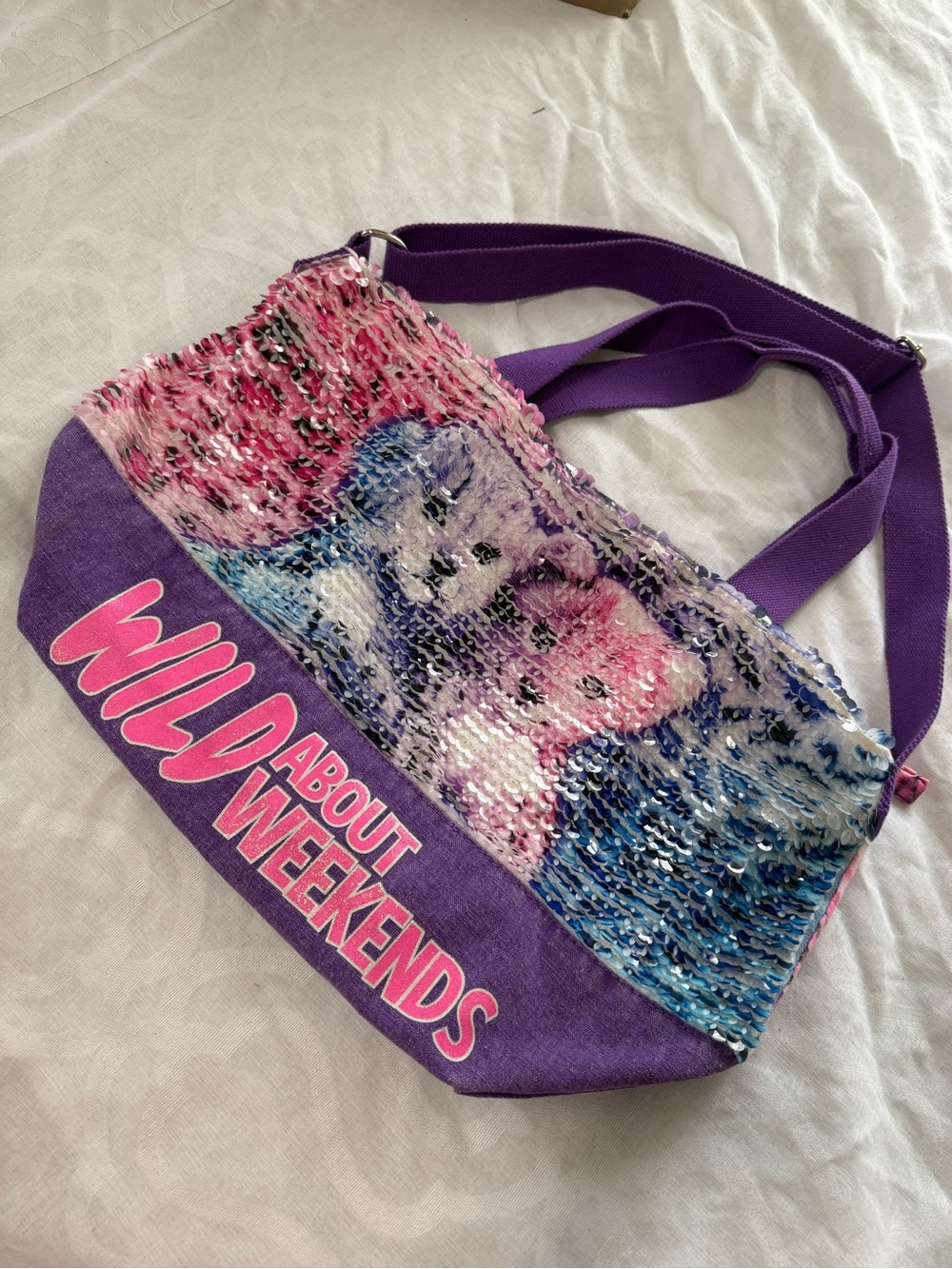 Wild About Weekends Purple Sequin Tote Bag